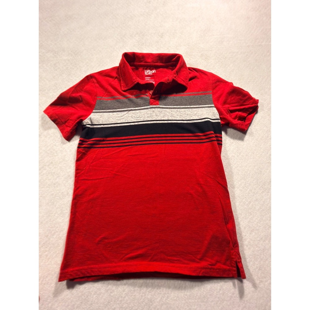 Urban Pipeline Boys Red Striped Polo Shirt Short Sleeve Medium Cotton Blend - Picture 1 of 3